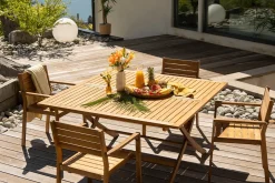Miliboo Table De Jardin-Table de jardin pliante carrée en bois massif L140 cm SANTIAGO