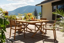 Miliboo Table De Jardin-Table de jardin pliante carrée en bois massif L140 cm SANTIAGO