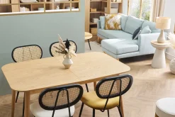 Miliboo Table Extensible-Table extensible rallonges intégrées rectangulaire en bois clair chêne L140-170 cm ANK