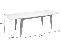 Miliboo Table Extensible-Table extensible rallonges intégrées rectangulaire en bois blanc et clair chêne L180-230 cm FIFTIES