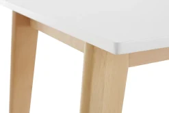 Miliboo Table Extensible-Table extensible rallonges intégrées rectangulaire blanche et bois clair L160-205 cm SWAD