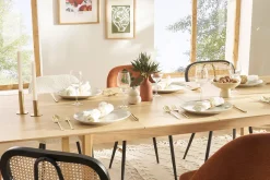 Miliboo Table Extensible-Table extensible rallonges intégrées rectangulaire bois clair chêne L160-240 cm LAHO