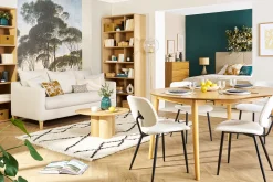 Miliboo Table Extensible-Table extensible rallonges intégrées ronde en bois clair chêne L115-154 cm EGO