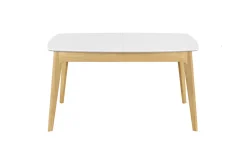 Miliboo Table Extensible-Table extensible rallonges intégrées rectangulaire blanc et bois L140-180 cm MEENA