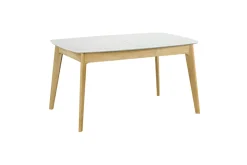 Miliboo Table Extensible-Table extensible rallonges intégrées rectangulaire blanc et bois L140-180 cm MEENA