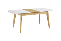 Miliboo Table Extensible-Table extensible rallonges intégrées rectangulaire blanc et bois L140-180 cm MEENA