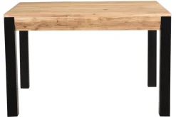 Miliboo Table Extensible-Table extensible rallonges intégrées rectangulaire en bois massif et métal noir L120-210 cm TRAP