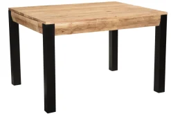 Miliboo Table Extensible-Table extensible rallonges intégrées rectangulaire en bois massif et métal noir L120-210 cm TRAP