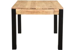Miliboo Table Extensible-Table extensible rallonges intégrées rectangulaire en bois massif et métal noir L120-210 cm TRAP