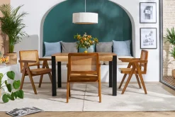 Miliboo Table Extensible-Table extensible rallonges intégrées rectangulaire en bois massif et métal noir L120-210 cm TRAP