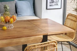 Miliboo Table Extensible-Table extensible rallonges intégrées rectangulaire en bois massif et métal noir L120-210 cm TRAP