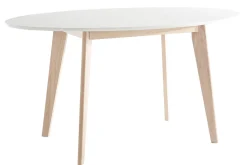 Miliboo Table À Manger Fixe-Table scandinave ovale blanche et bois clair L150 cm LEENA