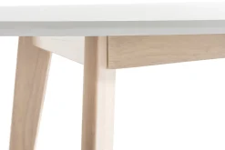 Miliboo Table À Manger Fixe-Table scandinave ovale blanche et bois clair L150 cm LEENA