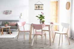 Miliboo Table À Manger Fixe-Table scandinave ovale blanche et bois clair L150 cm LEENA