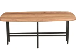 Miliboo Table Basse-Tables basses gigognes 2 plateaux en bois massif et métal noir SUZANE