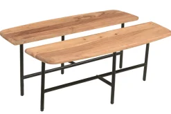 Miliboo Table Basse-Tables basses gigognes 2 plateaux en bois massif et métal noir SUZANE