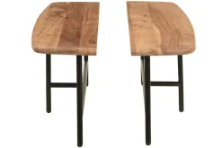 Miliboo Table Basse-Tables basses gigognes 2 plateaux en bois massif et métal noir SUZANE