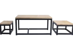Miliboo Table Basse-Tables basses gigognes bois manguier massif et métal noir (lot de 3) FACTORY