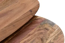 Miliboo Table Basse-Tables basses gigognes bois massif et métal noir (lot de 2) STONES