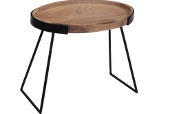 Miliboo Table Basse|Table D'appoint-Tables basses gigognes bois massif et métal noir (lot de 2) ELAVO