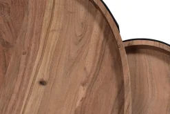 Miliboo Table Basse|Table D'appoint-Tables basses gigognes bois massif et métal noir (lot de 2) ELAVO