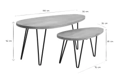 Miliboo Table Basse-Tables basses gigognes bois manguier massif et métal noir (lot de 2) VIBES