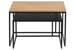 Miliboo Table Basse-Tables basses gigognes carrées bois manguier massif et métal noir (lot de 2) TAHL