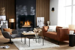 Miliboo Table Basse-Tables basses gigognes carrées bois manguier massif et métal noir (lot de 2) TAHL