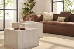 Miliboo Table Basse-Tables basses gigognes design effet travertin (lot de 2) CALLA