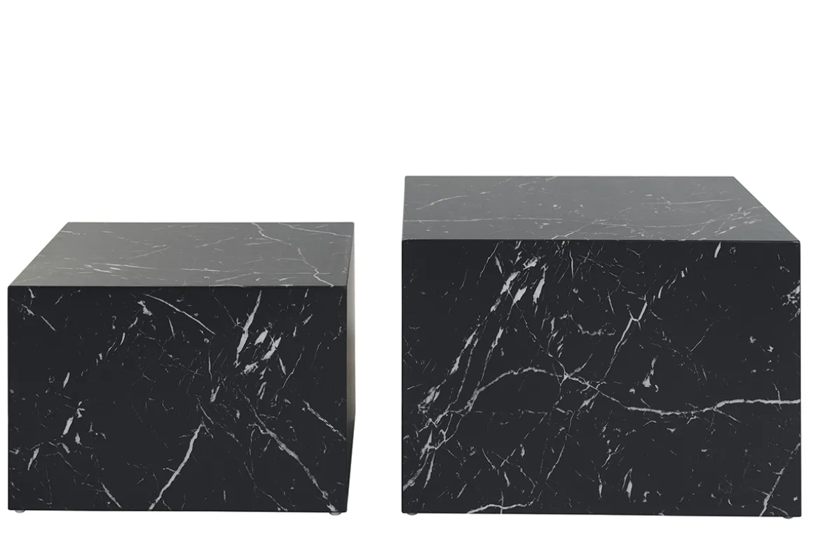 Miliboo Table Basse-Tables basses gigognes design effet marbre noir (lot de 2) CALLA
