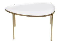 Miliboo Table Basse-Tables basses gigognes laquées blanc, gris et doré (lot de 3) ZURIA