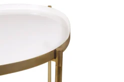 Miliboo Table Basse-Tables basses gigognes laquées blanc, gris et doré (lot de 3) ZURIA