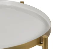 Miliboo Table Basse-Tables basses gigognes laquées blanc, gris et doré (lot de 3) ZURIA