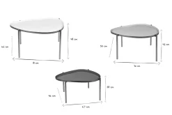 Miliboo Table Basse-Tables basses gigognes laquées blanc, gris et doré (lot de 3) ZURIA