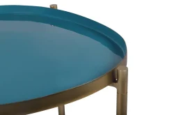 Miliboo Table Basse-Tables basses gigognes laquées moutarde, bleu canard et bleu (lot de 3) ZURIA