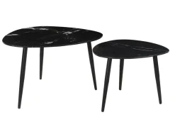 Miliboo Table Basse-Tables basses gigognes ovales en marbre noir et métal (lot de 2) PLATZ
