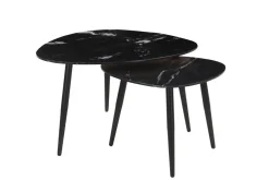 Miliboo Table Basse-Tables basses gigognes ovales en marbre noir et métal (lot de 2) PLATZ