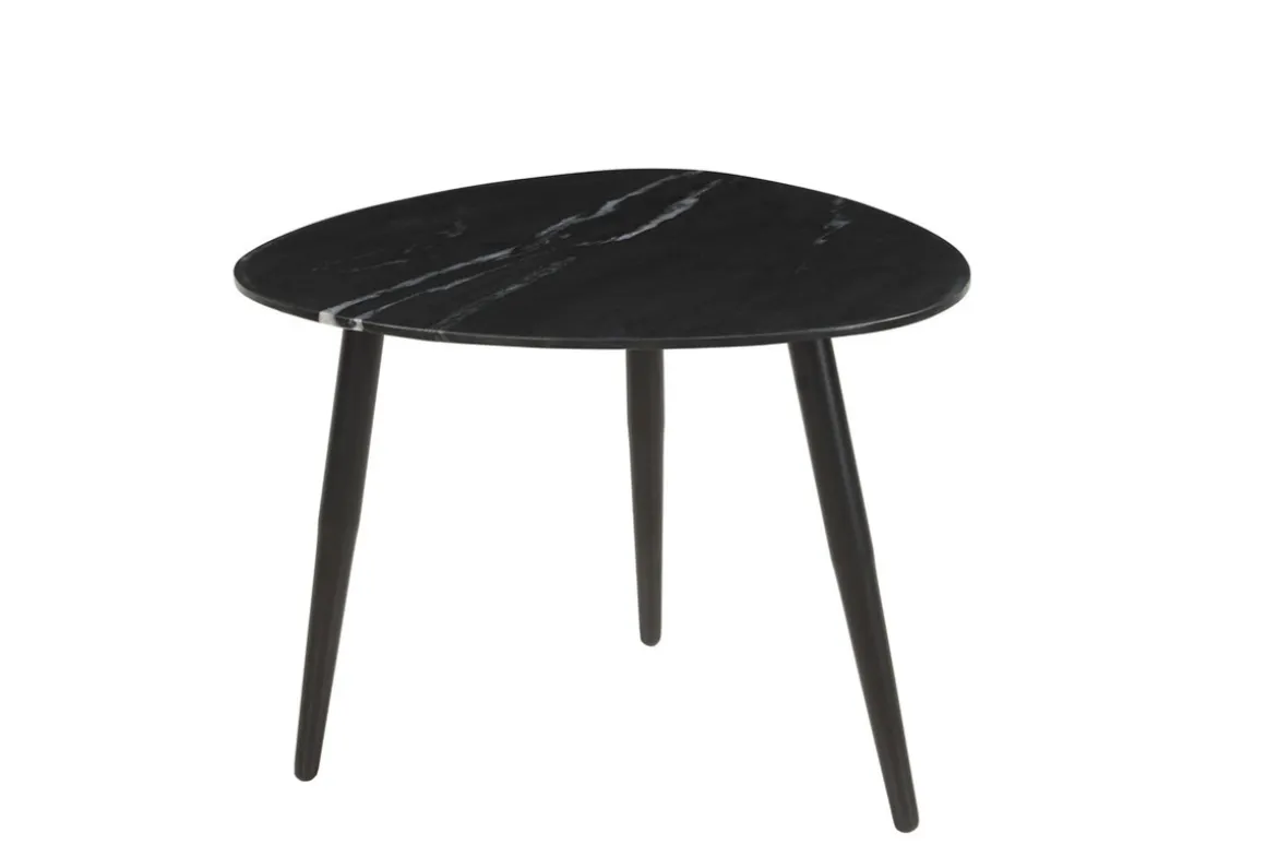 Miliboo Table Basse-Tables basses gigognes ovales en marbre noir et métal (lot de 2) PLATZ