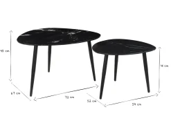 Miliboo Table Basse-Tables basses gigognes ovales en marbre noir et métal (lot de 2) PLATZ