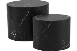 Miliboo Table Basse-Tables basses gigognes ovales design finition marbre noir (lot de 2) FAMOSA