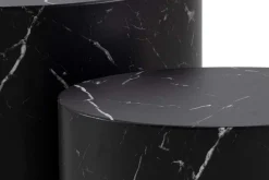 Miliboo Table Basse-Tables basses gigognes ovales design finition marbre noir (lot de 2) FAMOSA