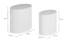 Miliboo Table Basse-Tables basses gigognes ovales design finition blanc laqué brillant (lot de 2) FAMOSA