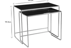 Miliboo Table Basse|Table D'appoint-Tables basses gigognes rectangulaires design bleu pétrole et métal doré (lot de 2) WESS