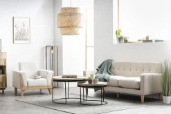 Miliboo Table Basse-Tables basses gigognes rondes bois manguier massif et métal noir (lot de 2) LEDGE