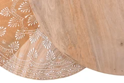 Miliboo Table Basse-Tables basses gigognes rondes bois manguier massif et métal noir (lot de 2) TOGETHER