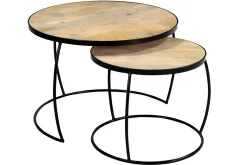 Miliboo Table Basse-Tables basses gigognes rondes bois manguier massif (lot de 2) BARREL
