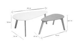 Miliboo Table Basse-Tables basses gigognes scandinaves bois clair chêne et blanc (lot de 2) ARTIK