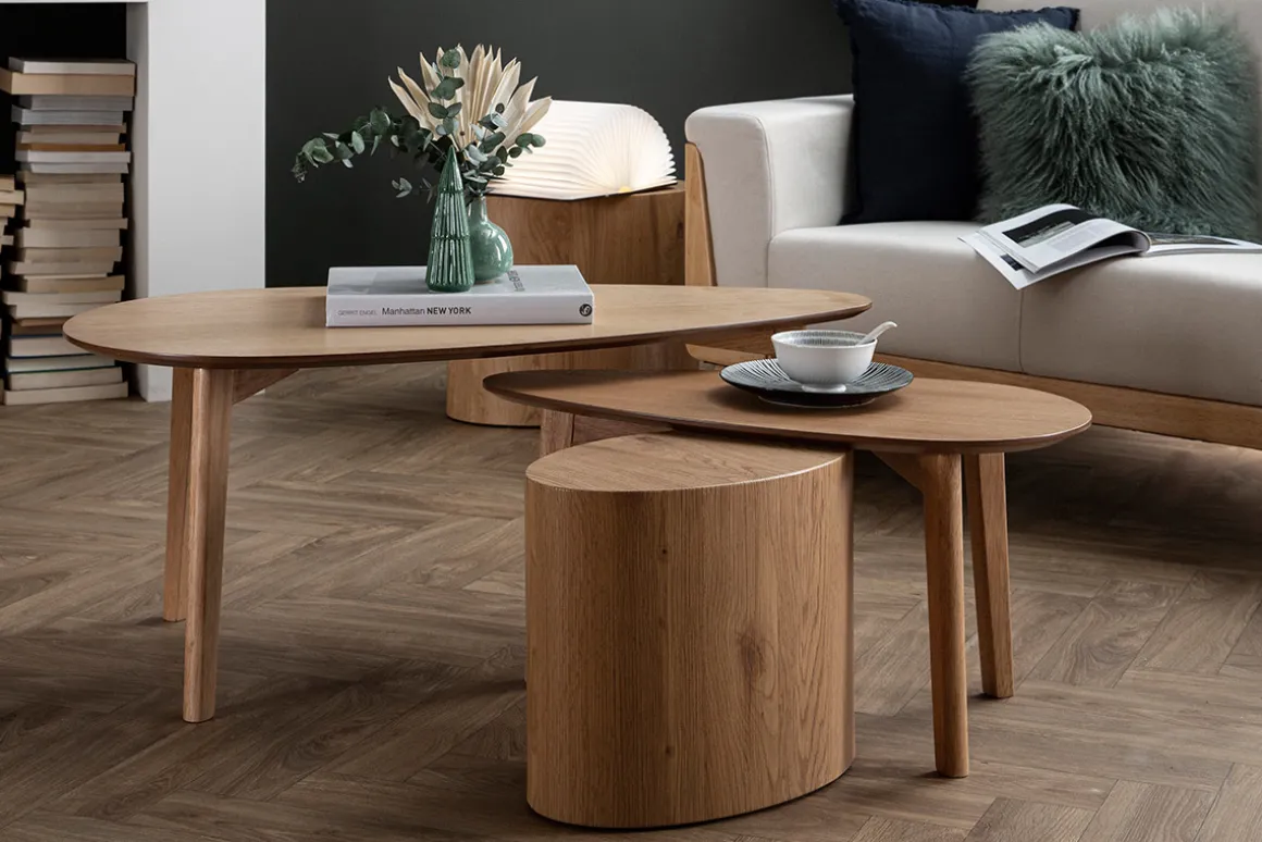 Miliboo Table Basse-Tables basses gigognes scandinaves bois clair chêne (lot de 2) ARTIK