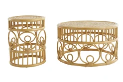 Miliboo Table Basse-Tables basses rondes en rotin et bambou D70 cm et D40 cm (lot de 2) SORAYA