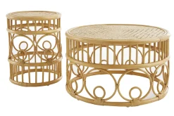 Miliboo Table Basse-Tables basses rondes en rotin et bambou D70 cm et D40 cm (lot de 2) SORAYA